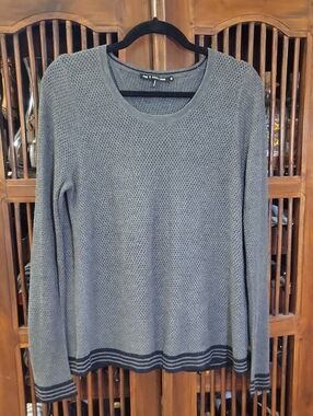 rag & bone Gray Perforated Knit Crewneck Sweater